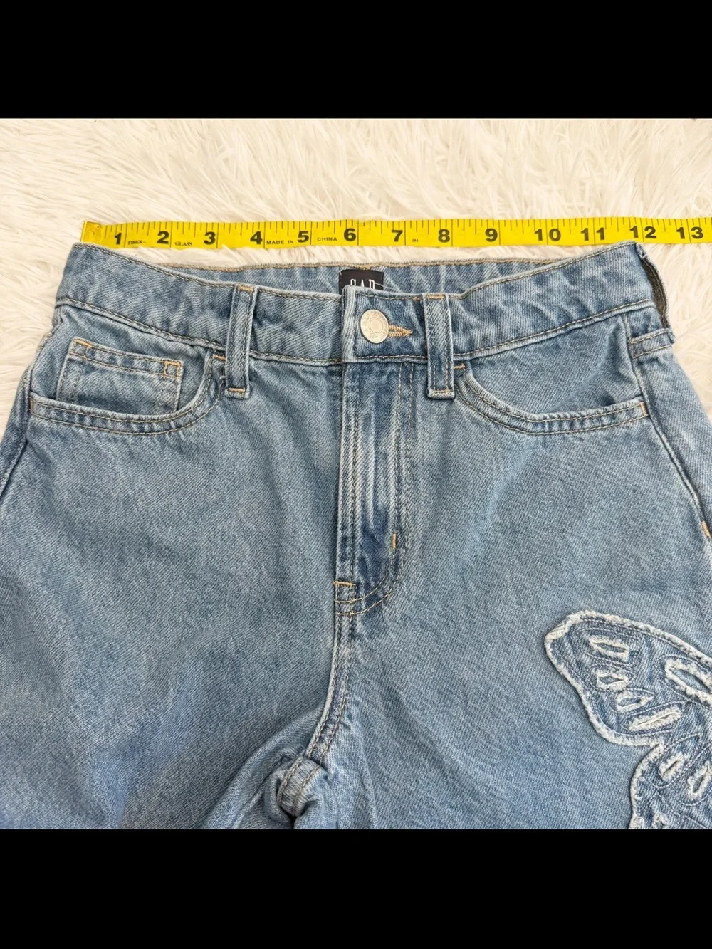 GAP Kids Wide Leg Butterfly Jeans 10 Girls Cotton Natural Fibers 90s